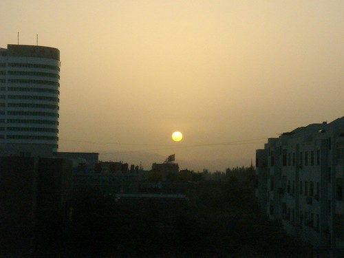 china morning urban yellow sunrise asia xinjiang silkroad turpan turkistan