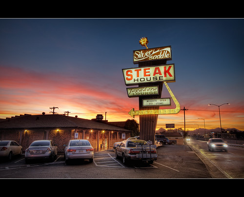 sunset arizona classic sign bulb canon silver iso100 restaurant twilight highway tucson sigma flourescent nik roadside googie 1020mm benson f8 hdr saddle steakhouse blending photomatix t1i