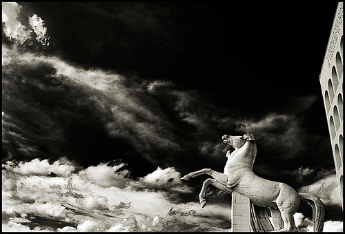 sky horses italy clouds italia nuvole cielo cavalli biancoenero colosseoquadrato palazzodellaciviltàdellavoro e42 abigfave romaeur esposizioneuniversaleromana valerioifoto