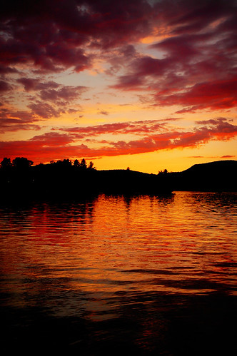 sunset lake mountains water colors clouds twilight dusk adirondacks