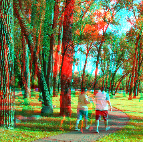 park people lake stereoscopic stereophoto 3d path anaglyph iowa cherokee redcyan 3dimages 3dphotos 3dpictures stereopicture