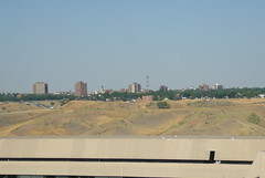 View of downtown Lethbridge, over the university