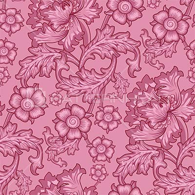 Pink Black &amp; White Damask Pattern Wallpaper Border
