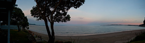 sunset sea summer sky panorama tree beach bach orewa redbeach project365