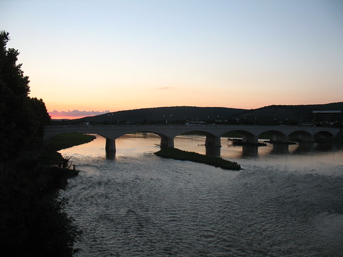 2014 americas northamerica unitedstates newyorkstate steubencounty corning river water bridge chemungriver fingerlakes sunset