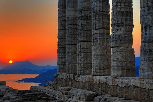 sunset sea temple greece poseidon sounio abigfave
