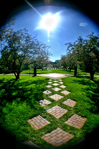 flowers trees summer usa brick water architecture buildings hall midwest university natural michiganstateuniversity michigan msu sunny historic fisheye study greenery eastlansing sundrenched botanicalgardens horticulture hdr sciences michiganstate shrubbery graduateschool sip backstein clearskies ldr