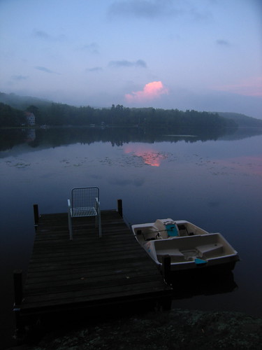 sunset lake water boat dock chair newhampshire