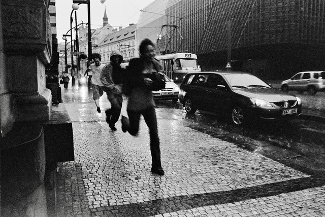 Running away from the rain - Prague