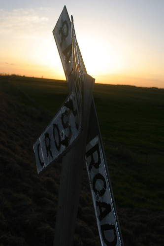 railroad sunset sign crossing