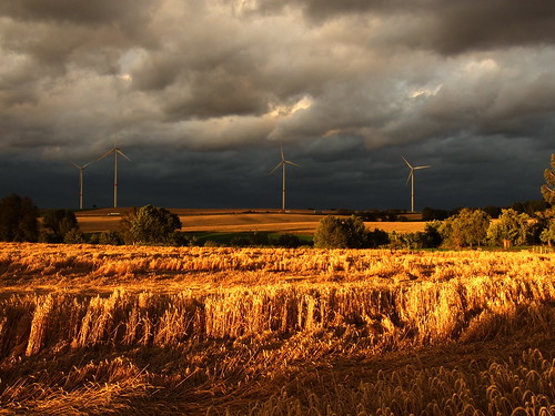 sunset storm nature windmill field clouds corn sonnenuntergang feld wolken sturm getreide windmühlen