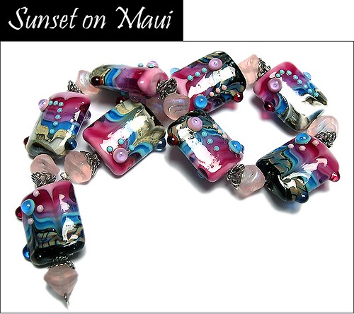 pink blue art glass silver beads handmade australia jewelry jewellery lampwork raku artglass