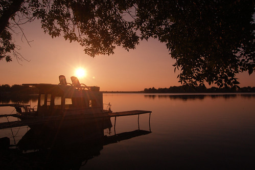 sunset lake southdakota landscape boat dock peaceful calm serene swanlake