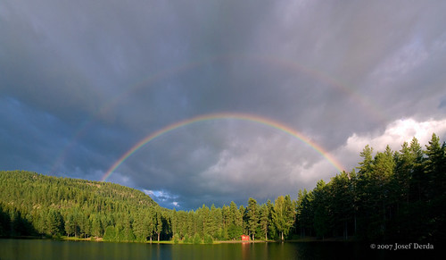 lake nature norway landscape rainbow