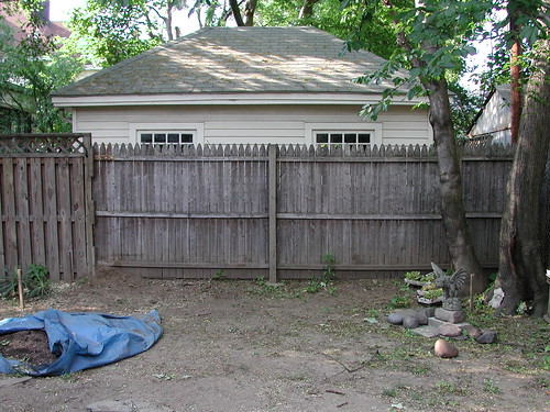 Backyard, view away from garage, May 2005
