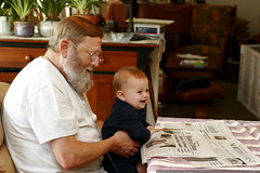 grandpa chips and sequoia reading the sunday paper  … 