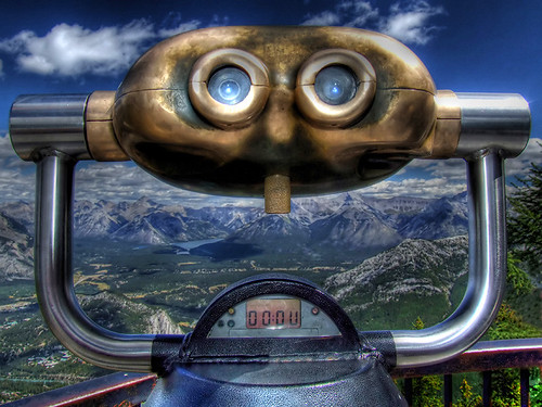 park canada mountains reflection topf25 face look contrast america binocular landscape rockies robot nationalpark shiny view zoom steel topv1111 perspective picture machine surreal lookout symmetry binoculars telescope vision alpine chrome alberta spy summit vista banff gondola rockymountains outlook cyborg bigbrother brass viewpoint goggle et polished bowfalls bot spyglass sulphurmountain banffnationalpark vantagepoint hyperreal lakeminnewanka canadianrockies walle twojack minnewanka lookoutpoint bowvalley banffgondola twojacklake fieldglasses americanlandscapes goggleeye anawesomeshot enhanceyourvision