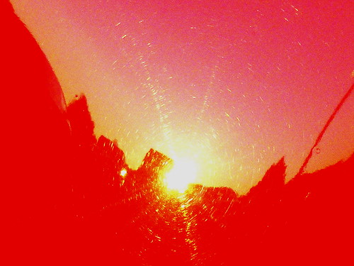 sunset red sun reflection silhouette skyline fender