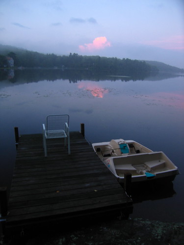 lake water chair boat dock sunset newhampshire