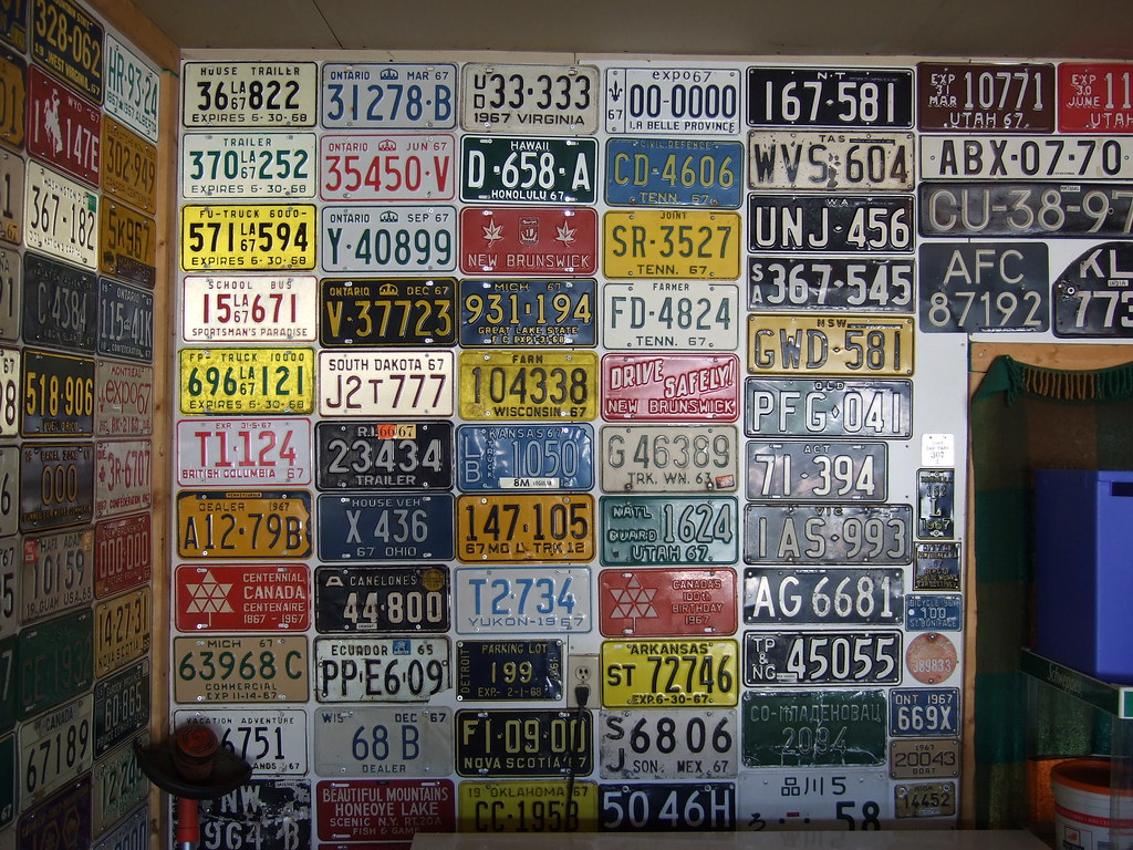 Woody's Garage Wall #2 ---More 1967 plates