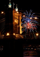 Fireworks at the Roebling Bridge