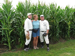 Tourists getting photographed with actors from the movie 'Field of Dreams'