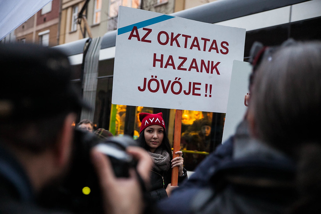 Teacher protest in Miskolc