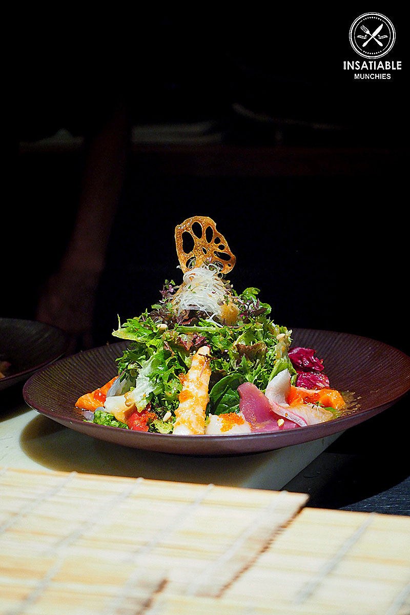 Seafood sashimi and seasonal vegetable salad, $27: Busshari, Potts Point. Sydney Food Blog Review