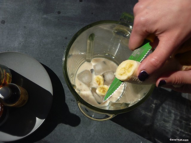 Blending up a banana milk shake with a secret ingredient