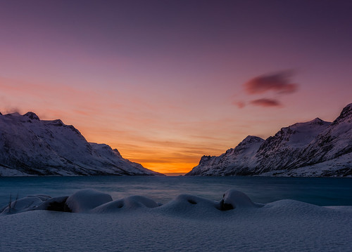 sunset vinter solnedgang kvaløya arcticlight yttersia arktisklys
