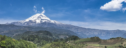 sky panorama mountain snow green nature colors clouds forest landscape mexico volcano nationalpark colorful wide orizaba picodeorizaba citlaltépetl