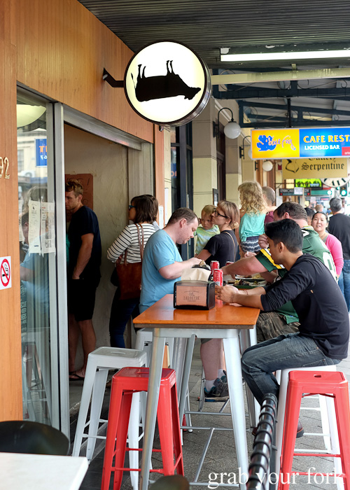 Diners, seating and customes in the queue at Bovine & Swine, Enmore Sydney food blog review