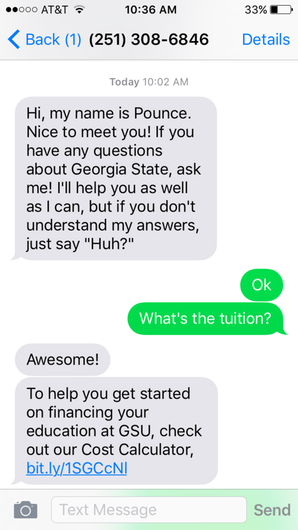 Georgia State Pounce text messaging bot