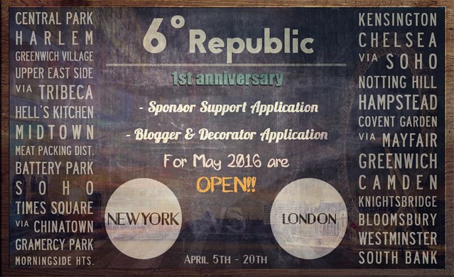 6º Republic Event: Sponsor Support / Blogger & Decorator Application OPEN!!