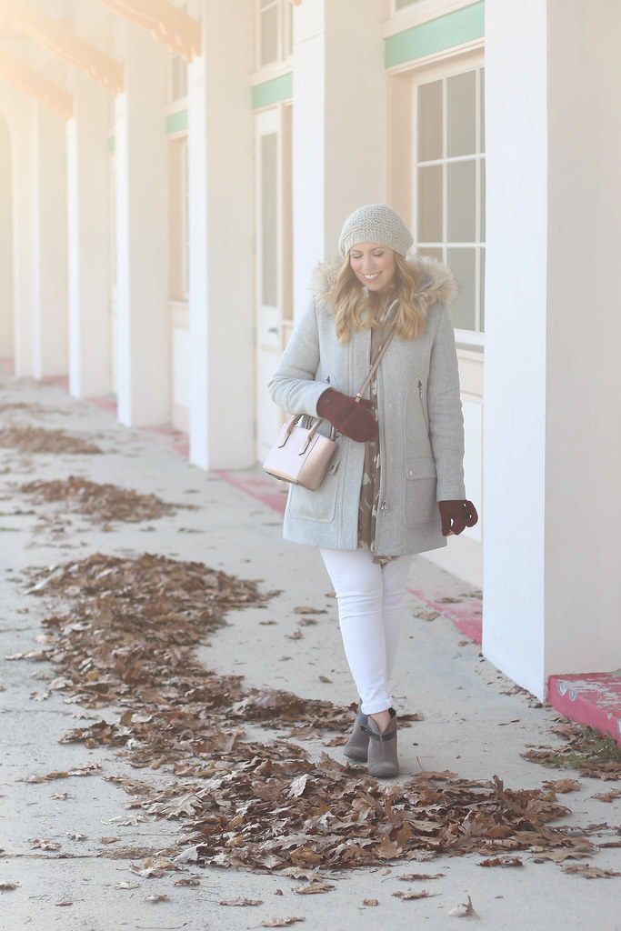 Casual Bundled Up Winter White Outfit with J.Crew Chateau Parka