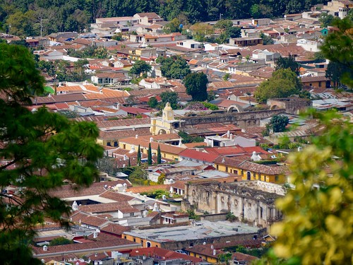 above view rooftops guatemala antigua yellowarch