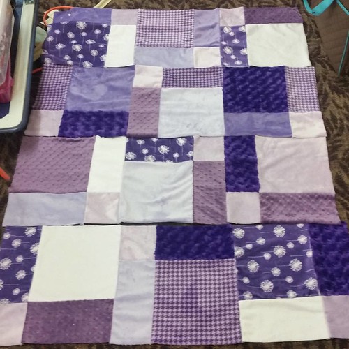 Pieced minkee quilt top for a baby quilt. Love sewing with minkee! Ready for quilt as you go.