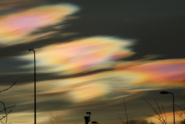Nacreous clouds this morning