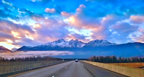 road morning sky cloud alaska clouds sunrise outdoor glennhighway mountainpeaks alaskalandscape jlsphotographyalaska