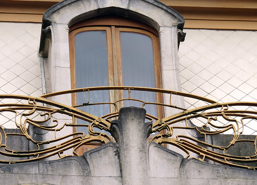 The balcony of Victor Horta's Art Nouveau House Museum in Brussels, Belgium