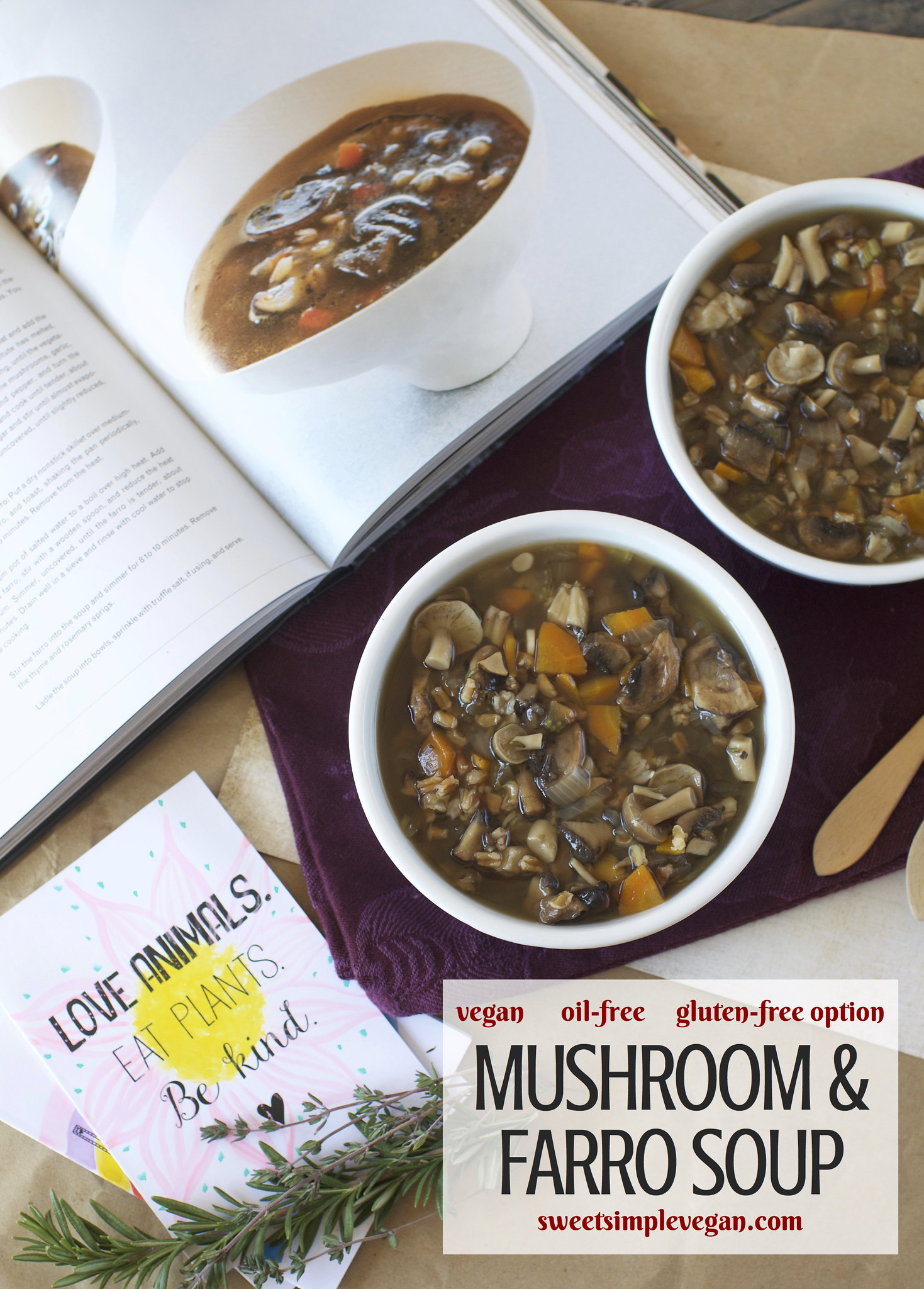 Mushroom Farro Soup {oil-free} + How to Make Homemade Stock // Crossroads by Tal Ronnen Cookbook Review sweetsimplevegan.com