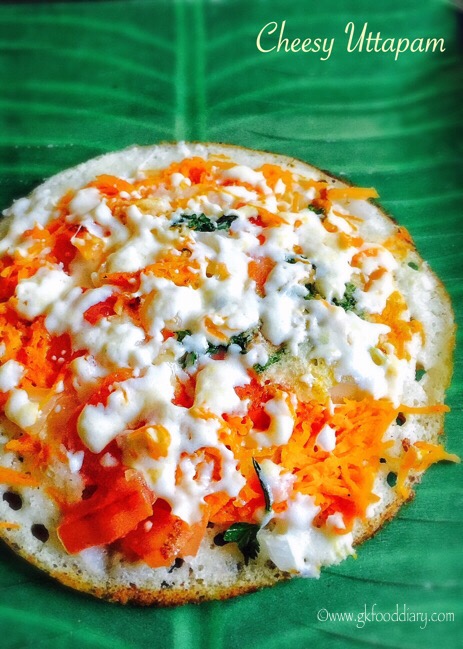 Cheesy Uttappam Recipe for Babies, Toddlers and Kids 4
