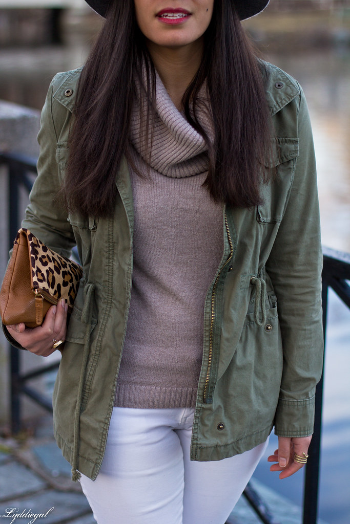 camel sweater, white jeans, field jacket, grey fedora-4.jpg