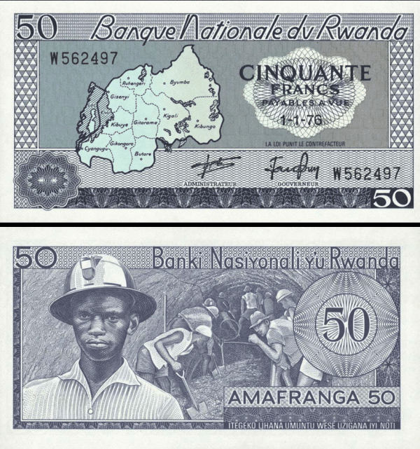 50 Frankov Rwanda 1976, P7c UNC