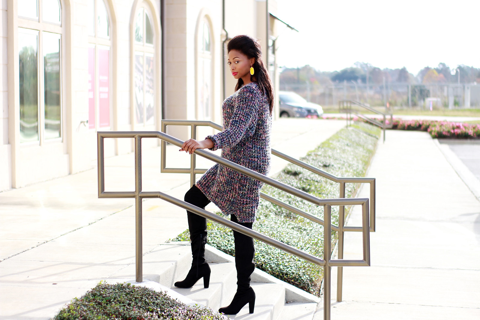 sweater dress with over the knee boots