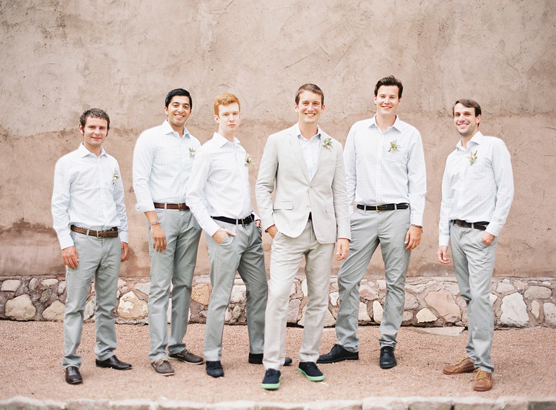 Casual Groom and Groomsmen in white shirts