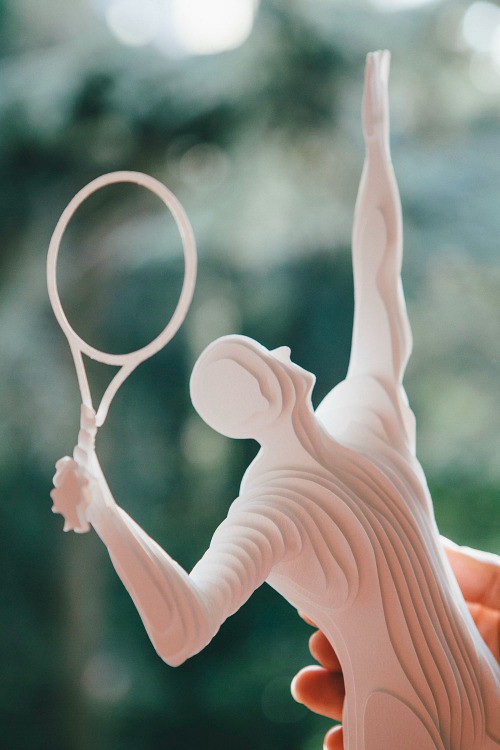 Paper Sculpture Tennis Player by Raya Sader Bujana