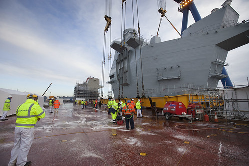 HMS PRINCE OF WALES' AFT ISLAND LIFTED INTO PLACE