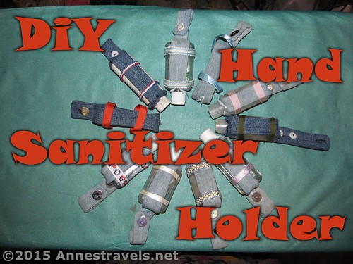 How to make your own hand sanitizer holder out of old blue jeans or any pretty, robust fabric