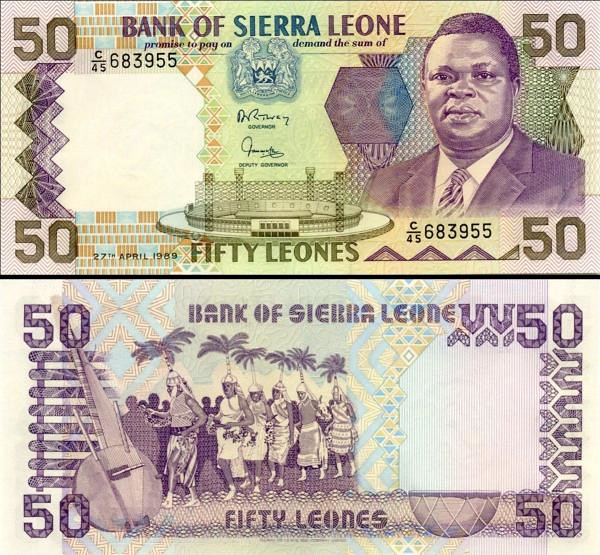 50 Leones Sierra Leone 1989 P17b